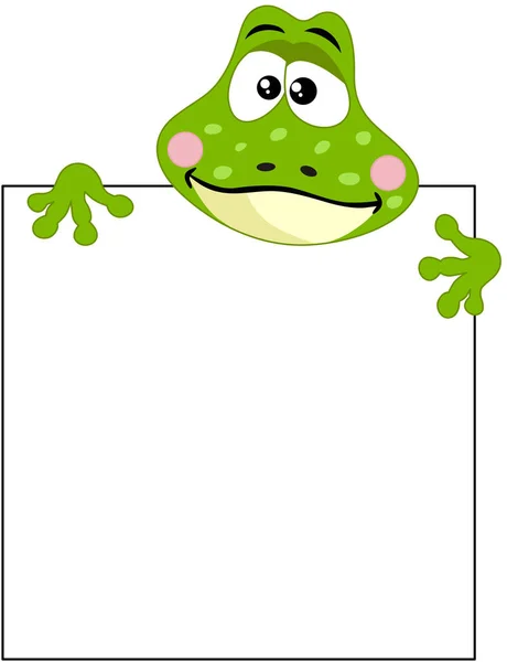 Funny frog with blank sign — Stock Vector