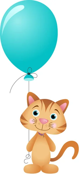 Carino gatto con palloncino — Vettoriale Stock