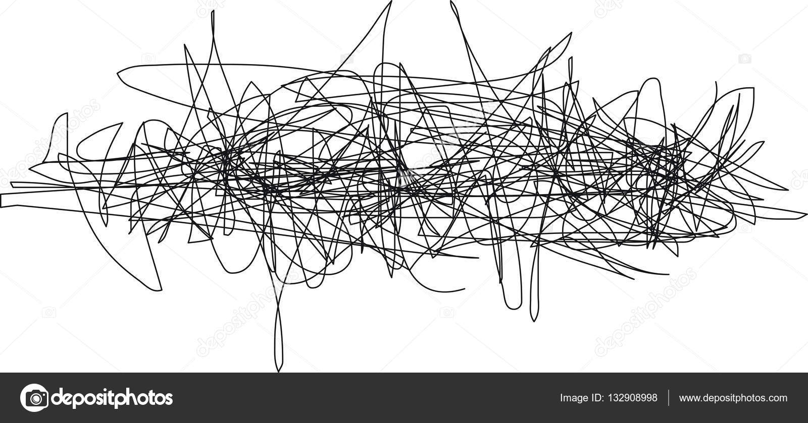 Абстрактная композиция из линий. Текстура из линий. Каракули ручкой. Хаотичные линии. Запутанные нитки.