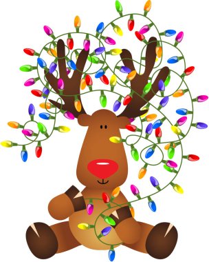 Noel ışıkları ile şirin Ren geyiği