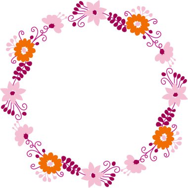 çiçekler yuvarlak çerçeve