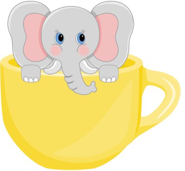 Bebek fil sarı çay fincanı içinde