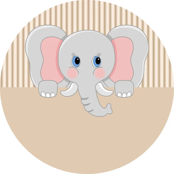 Baby elephant rund klistermärke — Stock vektor