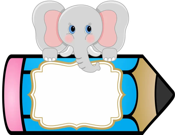 小象用铅笔个性化的标签贴纸 — 图库矢量图片