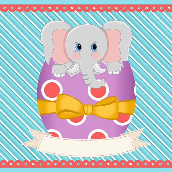 Éléphant de Pâques à l'intérieur oeuf avec bannière — Image vectorielle