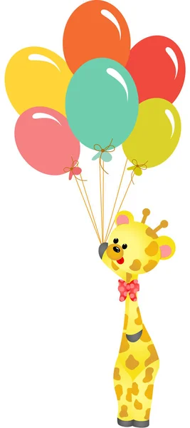 Schattig giraffe bedrijf ballonnen — Stockvector