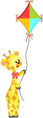 Uçurtma rüzgar ile sevimli zürafa