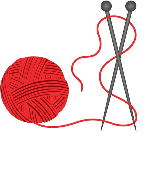 Balle rouge tricot laine — Image vectorielle