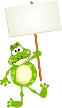 Sevimli kurbağa holding boş tabela