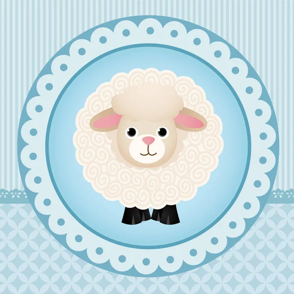 青い背景の上のかわいい羊 — ストックベクタ