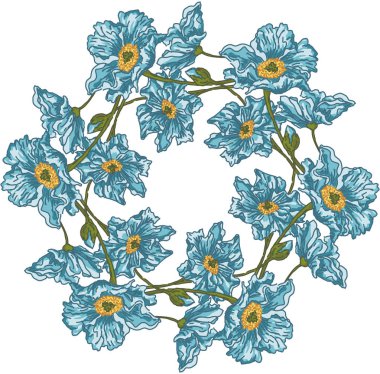 Mavi çiçekli çiçekli daire