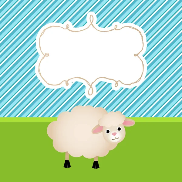 Открытка с милой овцой — стоковый вектор