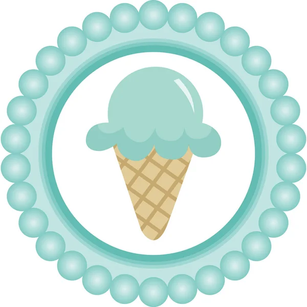 Blue Ice Cream runda etikett — Stock vektor