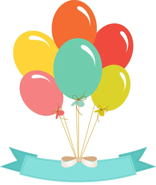 Cinta de banner de cumpleaños con globos — Vector de stock