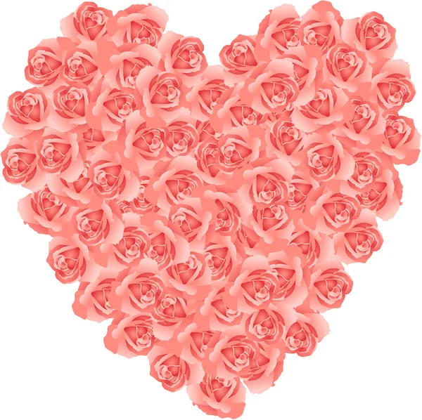 Pink roses shaped heart — Stock Vector