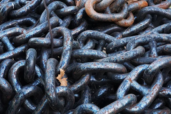 Strong industrial iron chains heap