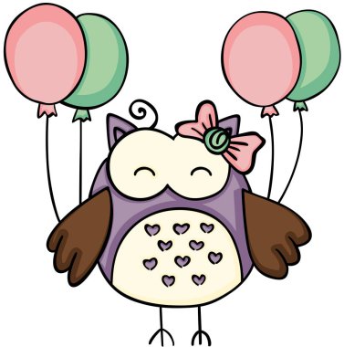 Şirin baykuş holding balonlar