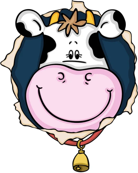 Милая корова улыбается на лунке — стоковый вектор