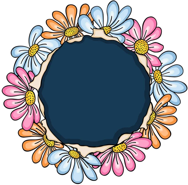 Fleurs cadre étiquettes carte — Image vectorielle