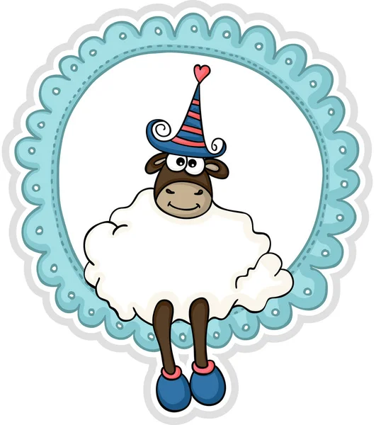 Autocollant mouton mignon — Image vectorielle