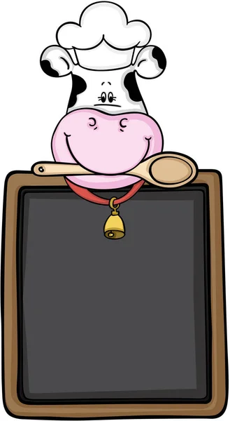 牛厨师厨师与黑板菜单 — 图库矢量图片