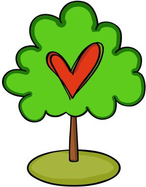 Yeşil ağaç üzerinde kırmızı kalp