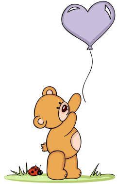 Oyuncak ayı balon ve uğur böceği ile