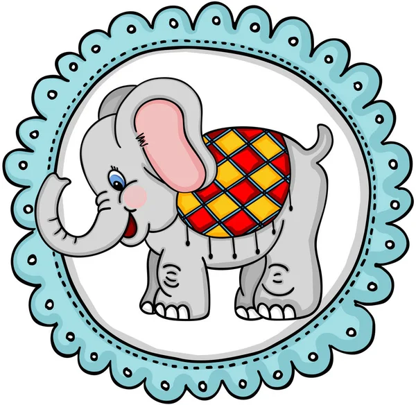 可爱的大象贴纸标签 — 图库矢量图片