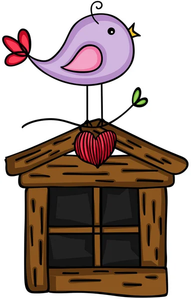 Maison d'oiseaux en bois rustique — Image vectorielle