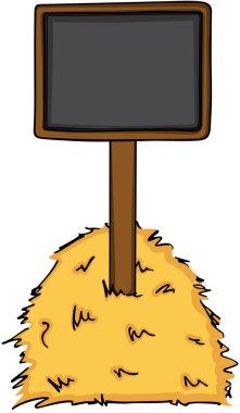 Boş tahta işaret balya saman içinde