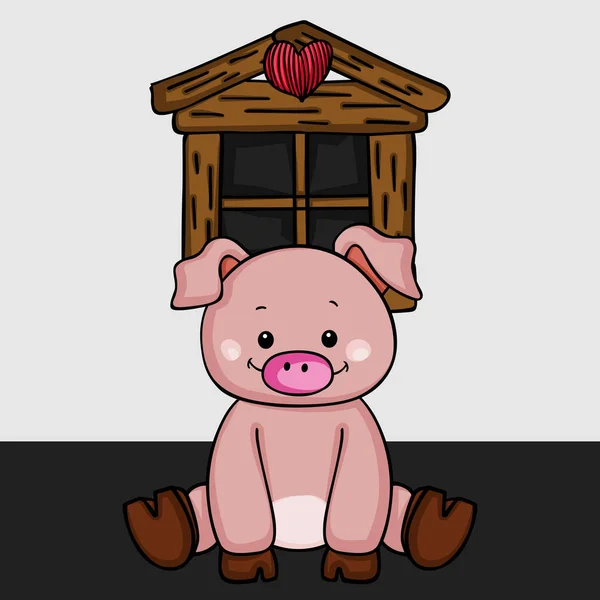 かわいい小さな豚背景 — ストックベクタ