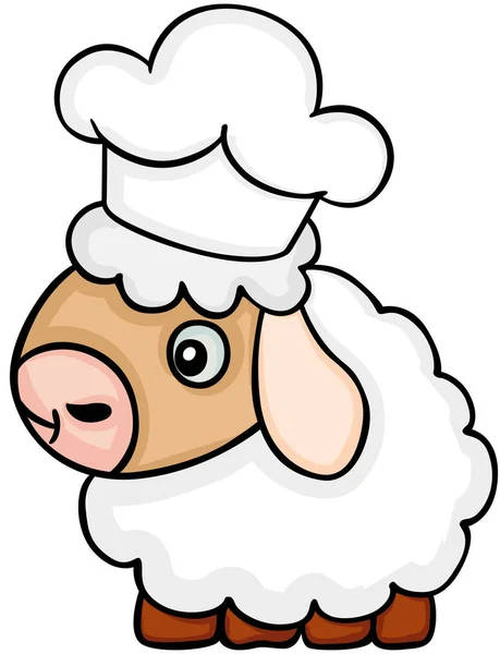Szef kuchni cute owiec z kapelusz kucharz — Wektor stockowy