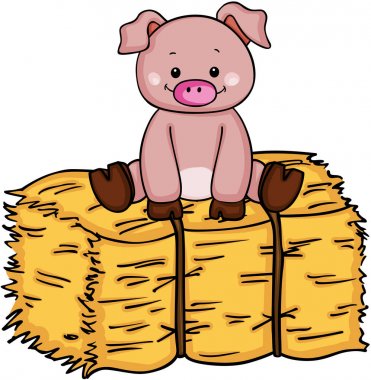 Balya saman üzerinde küçük domuzu