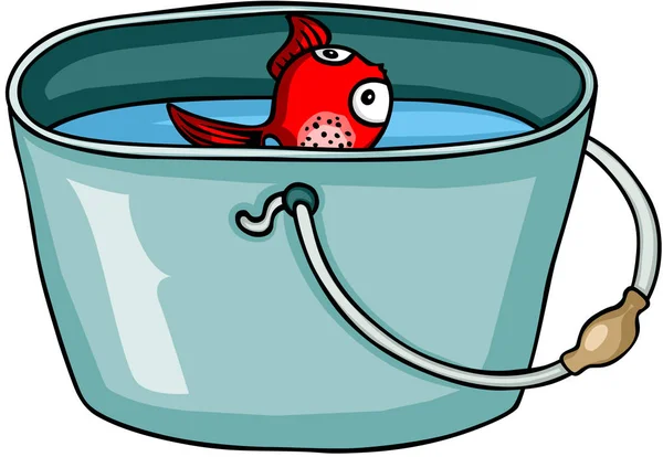 Malé červené ryby v kbelíku — Stockový vektor