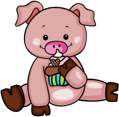 Kek yemek şirin domuz