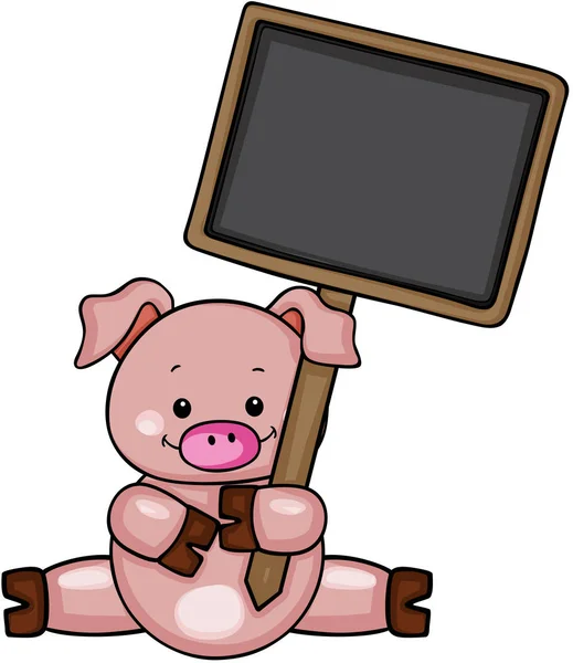 Cute pig holding chalkboard — Stock Vector