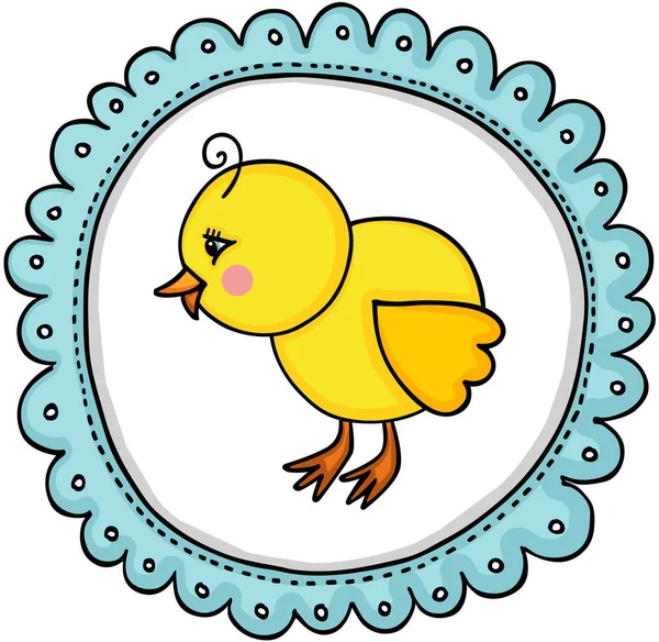 Little chick label classic round sticker — Stock Vector