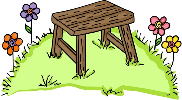 Dřevěné lavice v zahradě — Stockový vektor