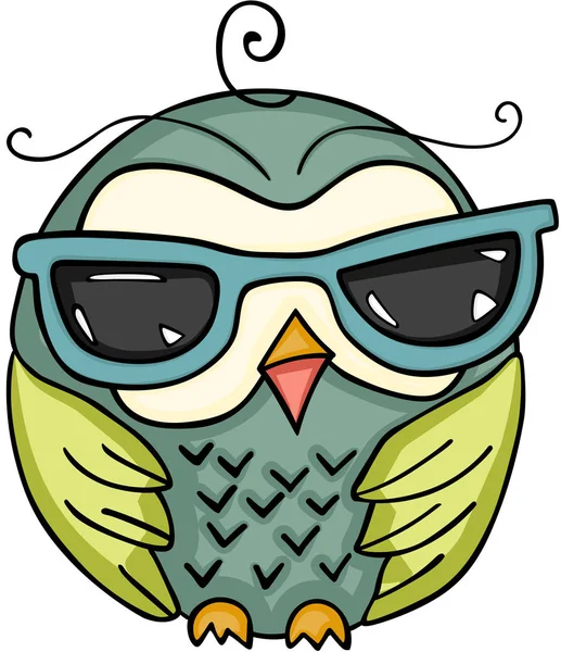 Chouette hibou avec des lunettes de soleil — Image vectorielle