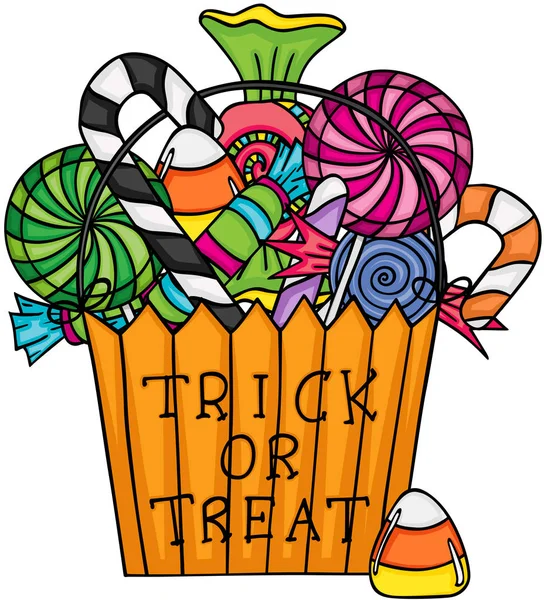 Halloween trick eller behandla påse fylld med godis — Stock vektor
