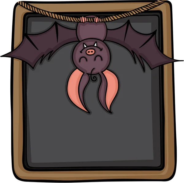 Feliz murciélago colgando en pizarra — Archivo Imágenes Vectoriales