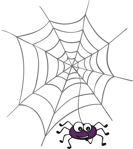 Halloween-Spinne mit Netz — Stockvektor