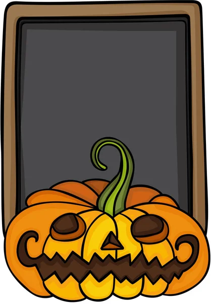 Halloween pumpkin and blackboard — Stock Vector