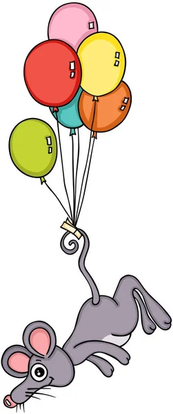 鼠标与气球飞行 — 图库矢量图片