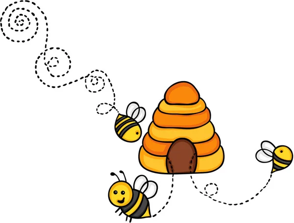 Bees fly out of a beehive — Stock Vector