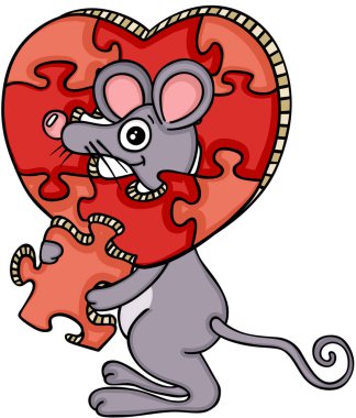 Kalp şeklinde bulmaca ile fare