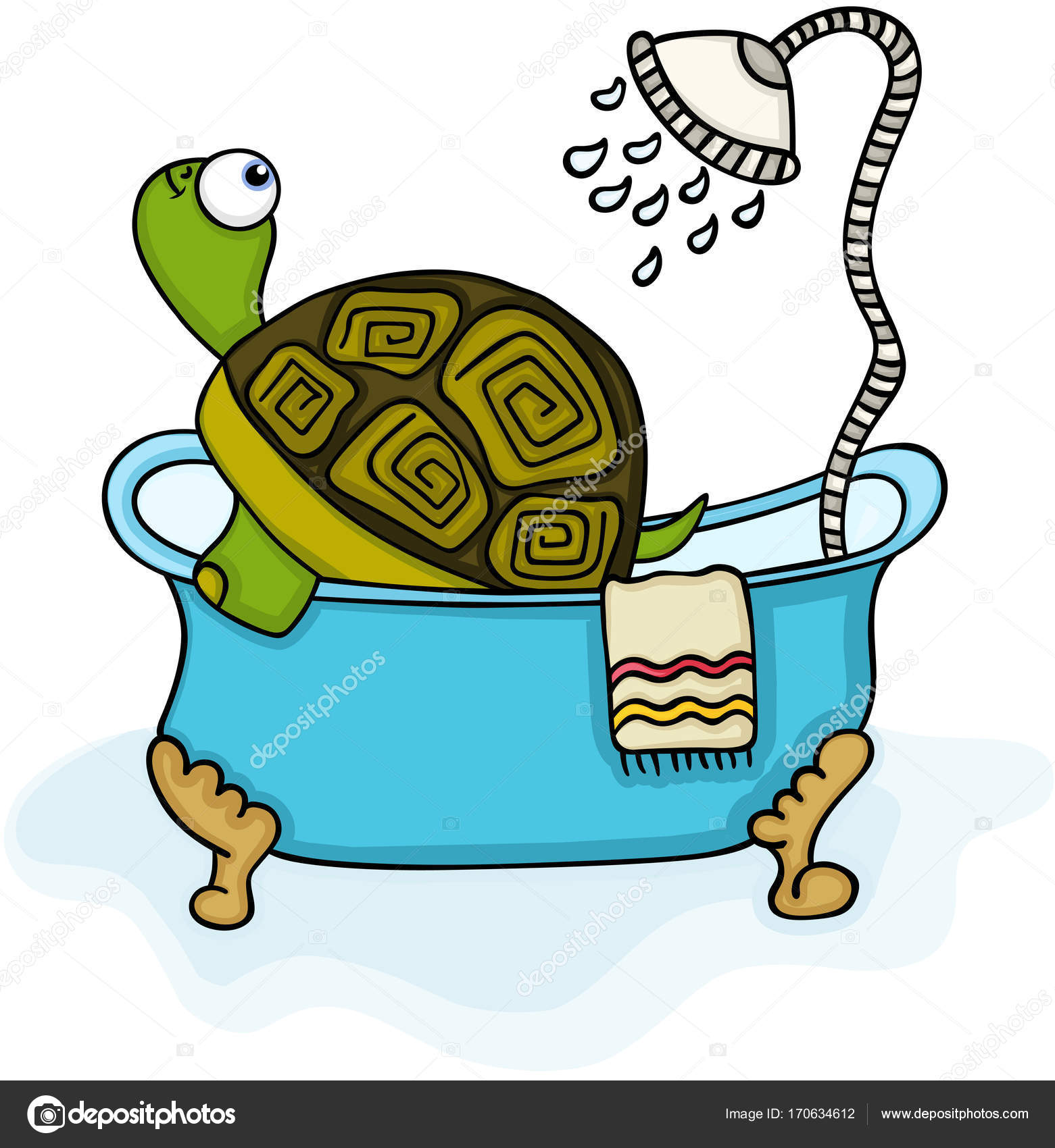 Cute turtle in bathtub with shower Stock Vector Image by ©socris79
