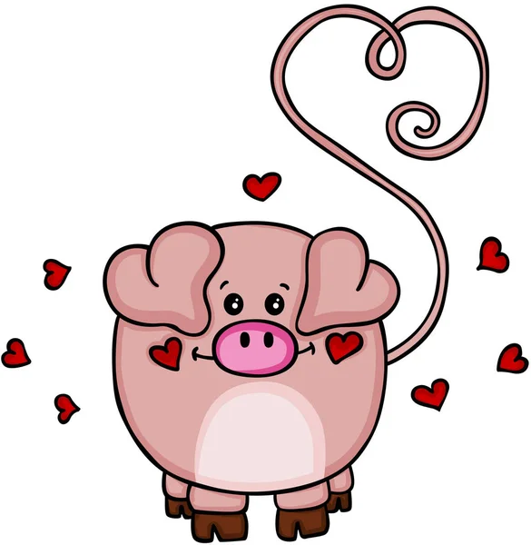 Lindo cerdito enamorado — Vector de stock