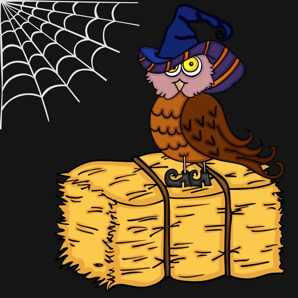 Illustration Halloween avec hibou — Image vectorielle