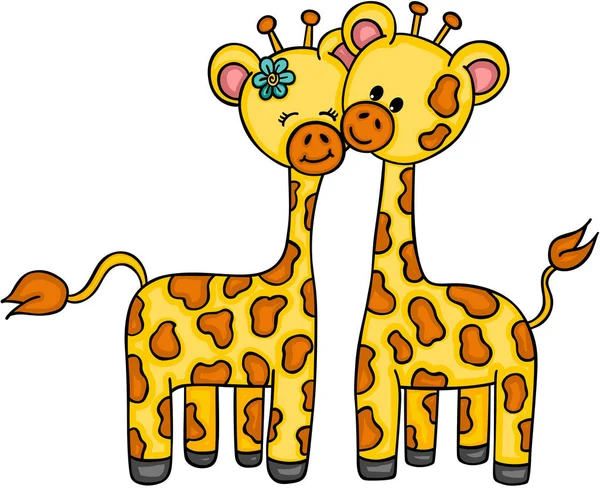 Schattig paar giraffe — Stockvector